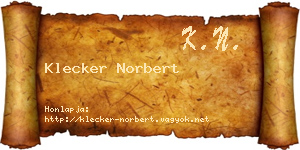 Klecker Norbert névjegykártya